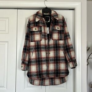 Flannel Print Button-down Coat